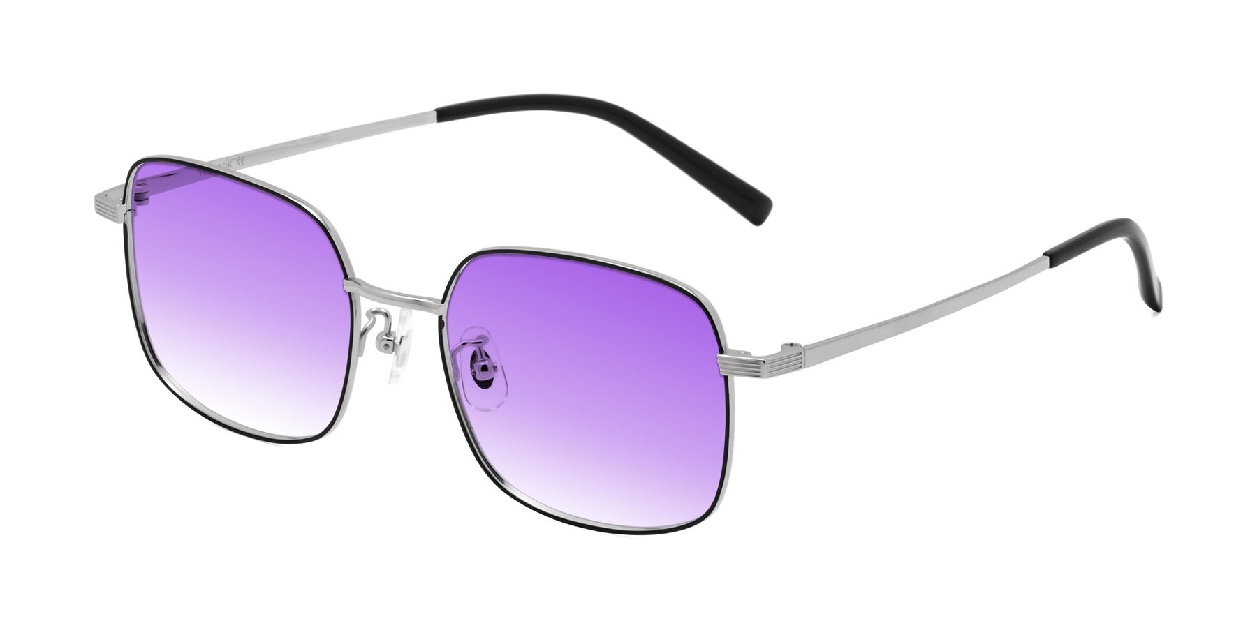 Angle of Newman in Black-Silver with Purple Gradient Lenses