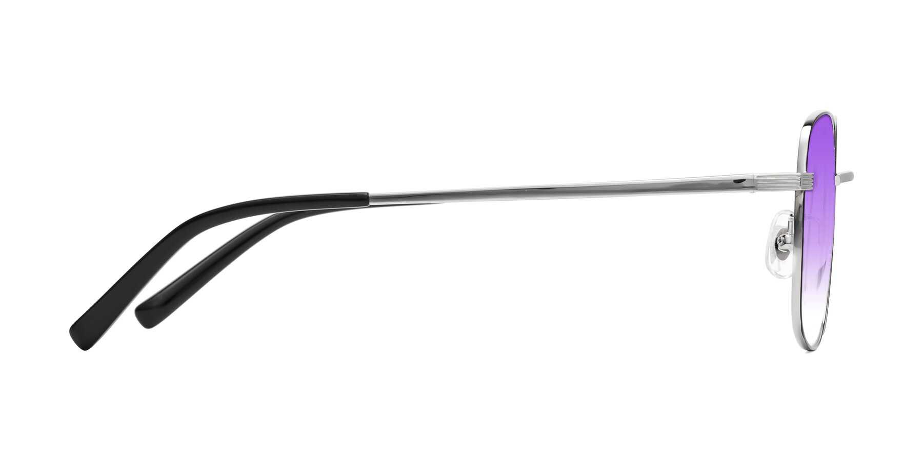 Side of Newman in Black-Silver with Purple Gradient Lenses