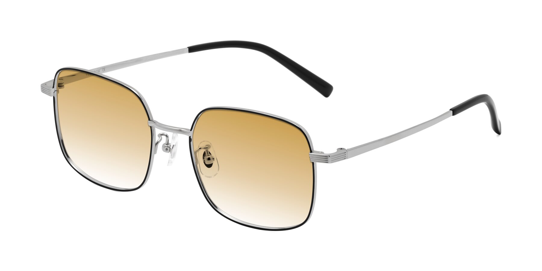 Angle of Newman in Black-Silver with Champagne Gradient Lenses