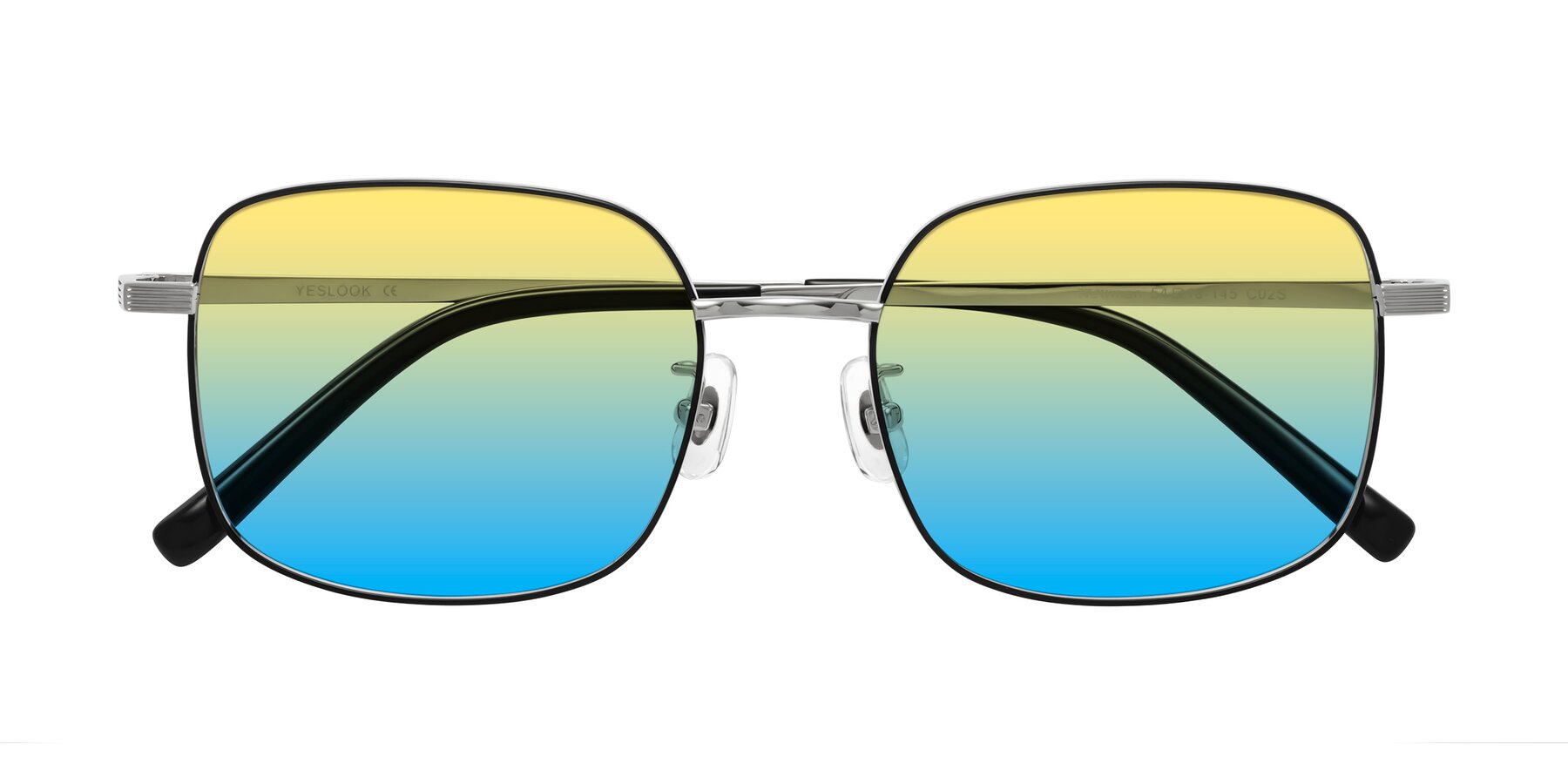 Folded Front of Newman in Black-Silver with Yellow / Blue Gradient Lenses
