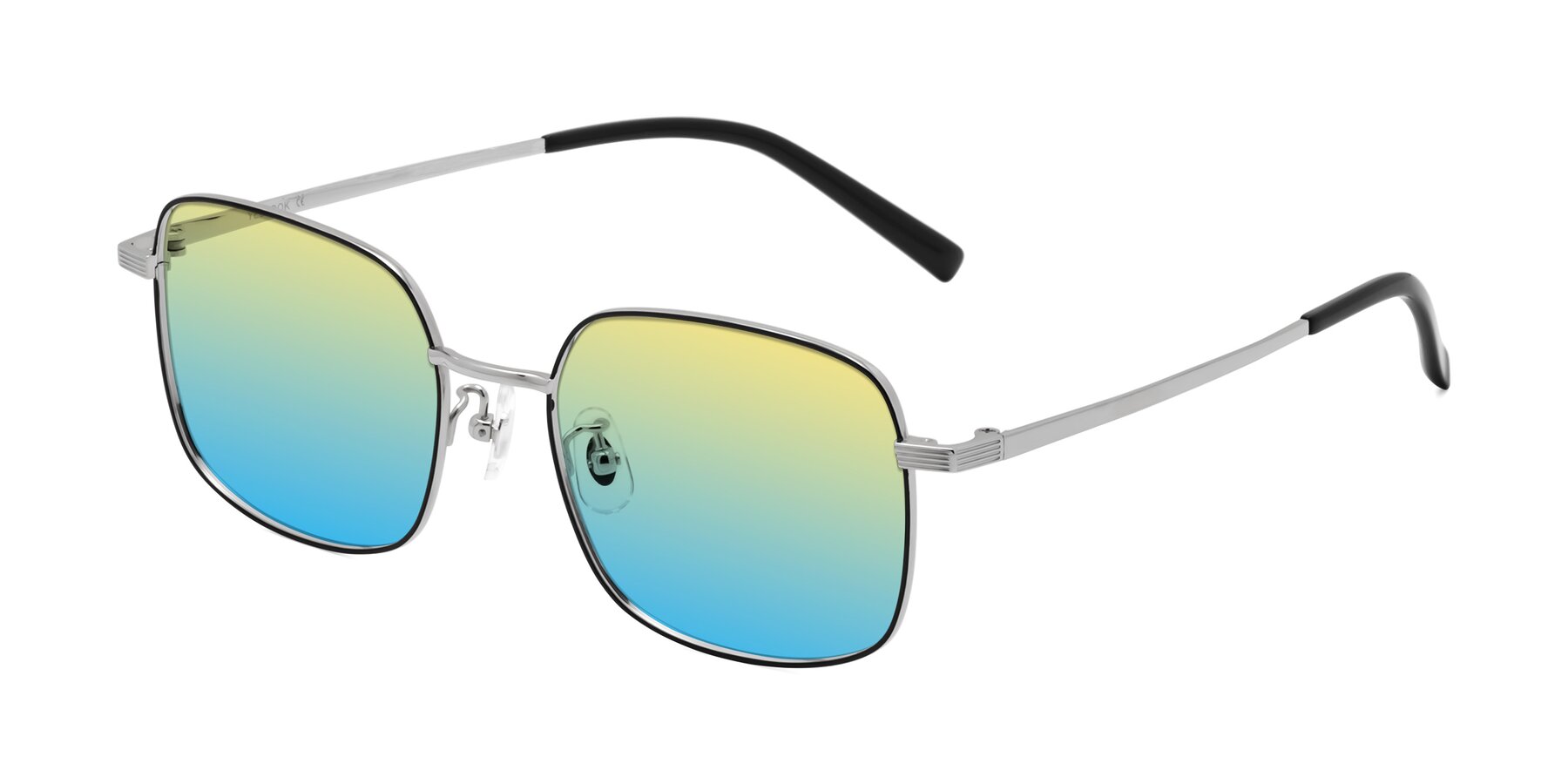 Angle of Newman in Black-Silver with Yellow / Blue Gradient Lenses