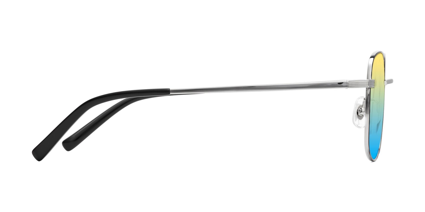 Side of Newman in Black-Silver with Yellow / Blue Gradient Lenses