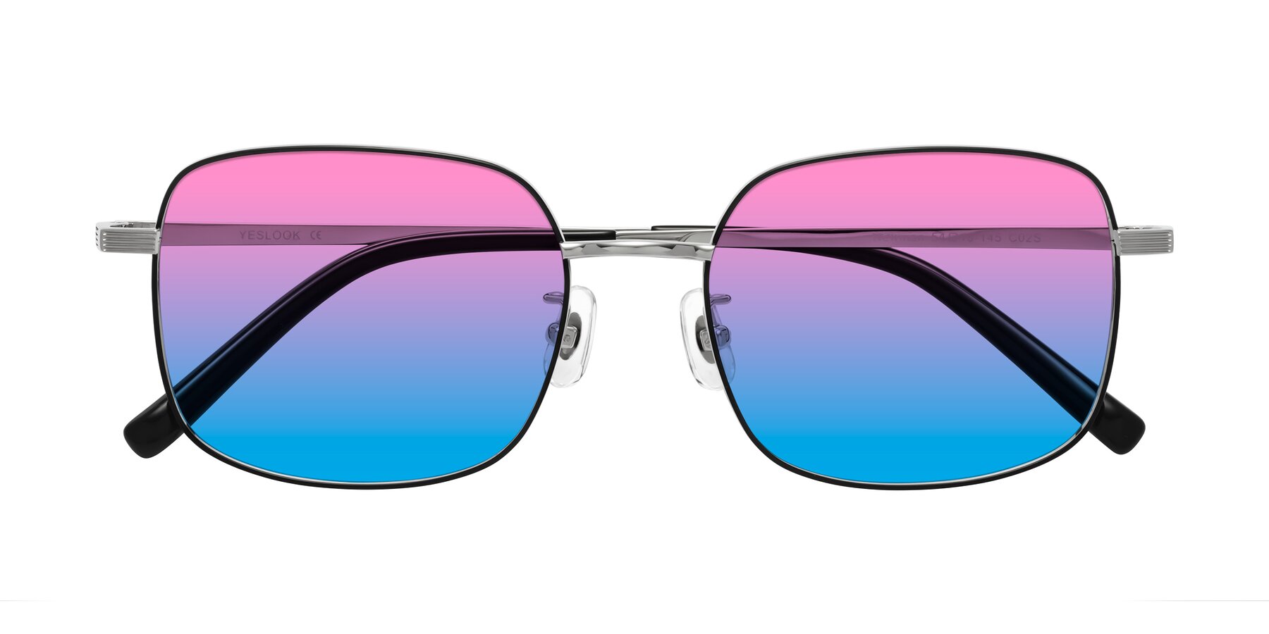 Folded Front of Newman in Black-Silver with Pink / Blue Gradient Lenses