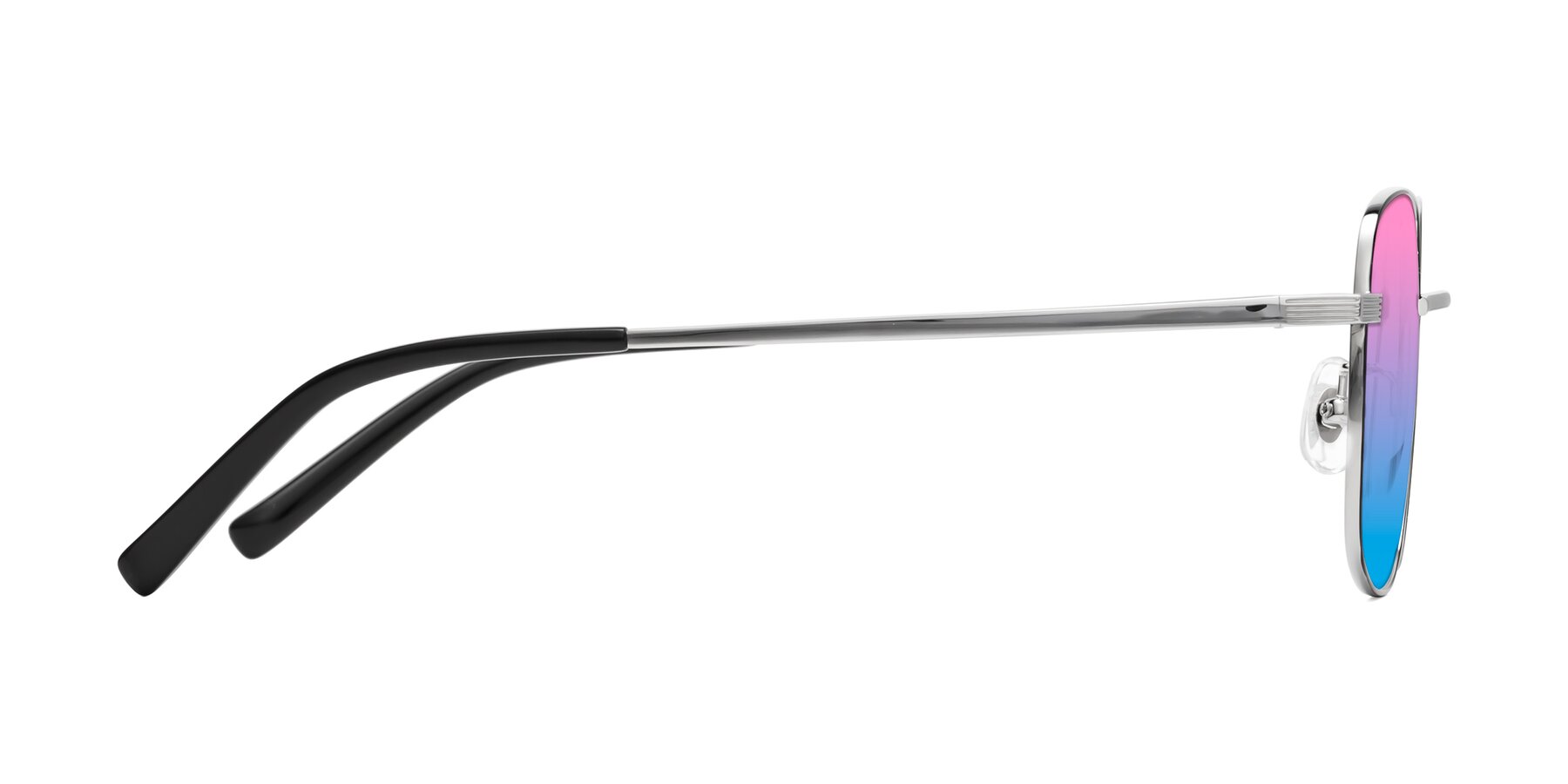 Side of Newman in Black-Silver with Pink / Blue Gradient Lenses