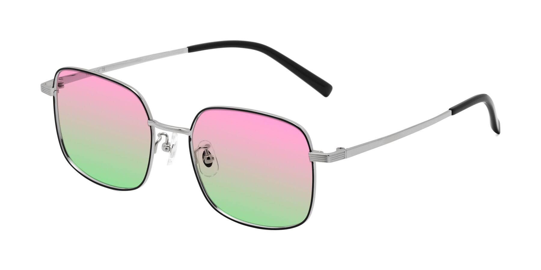 Angle of Newman in Black-Silver with Pink / Green Gradient Lenses