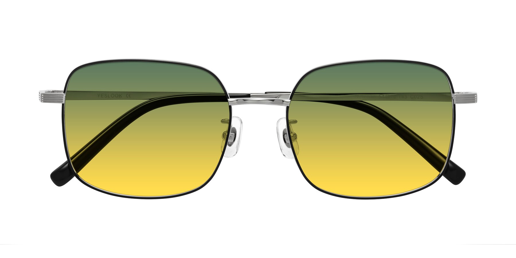 Folded Front of Newman in Black-Silver with Green / Yellow Gradient Lenses