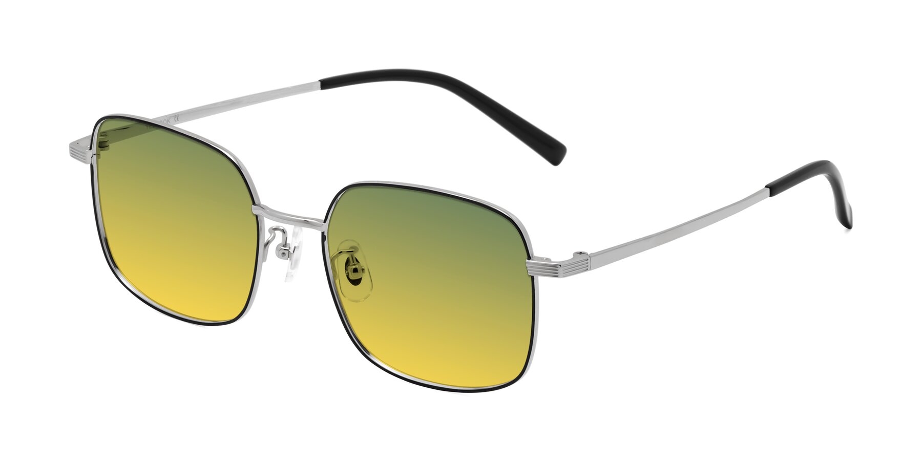 Angle of Newman in Black-Silver with Green / Yellow Gradient Lenses