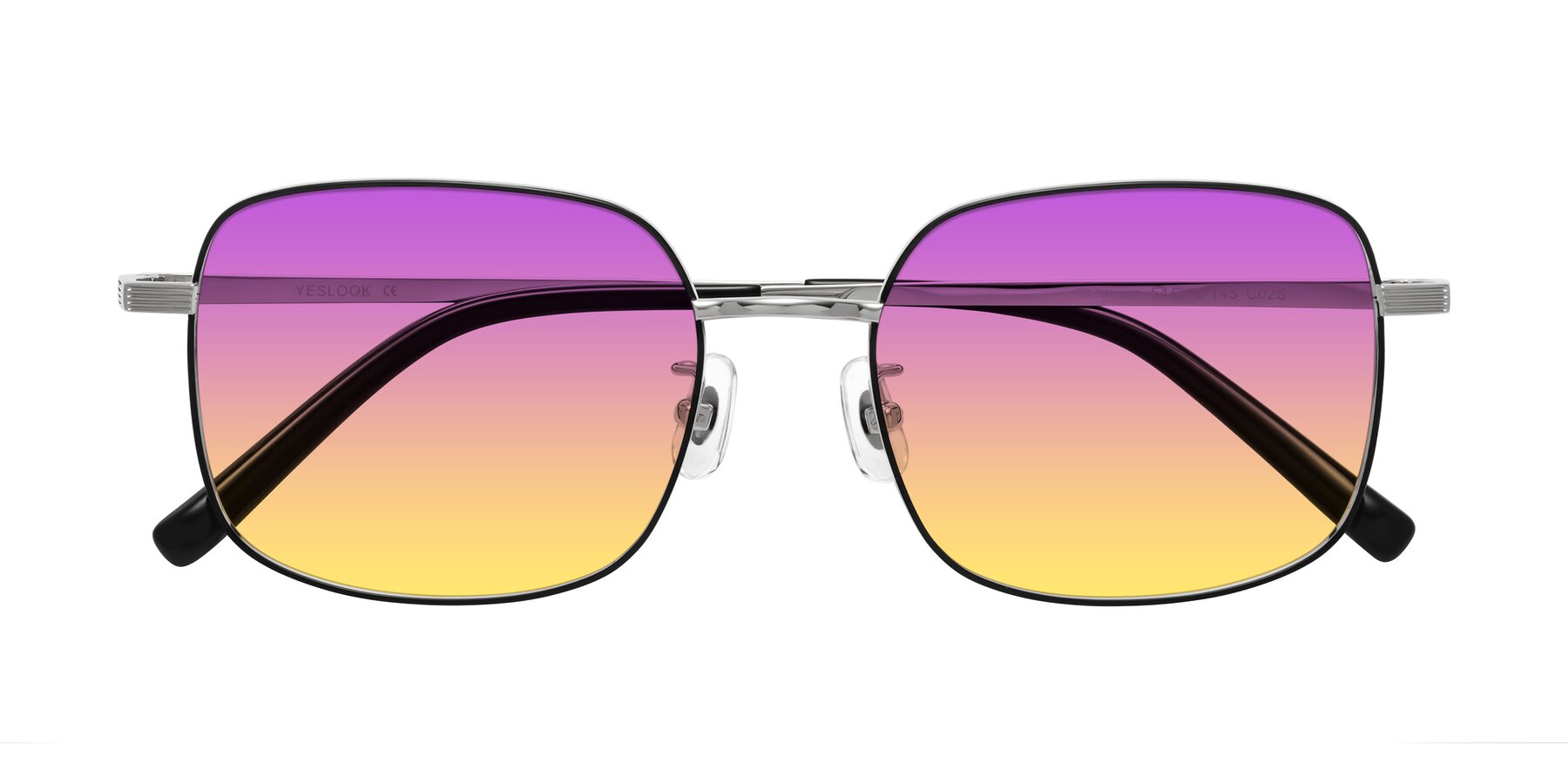 Folded Front of Newman in Black-Silver with Purple / Yellow Gradient Lenses