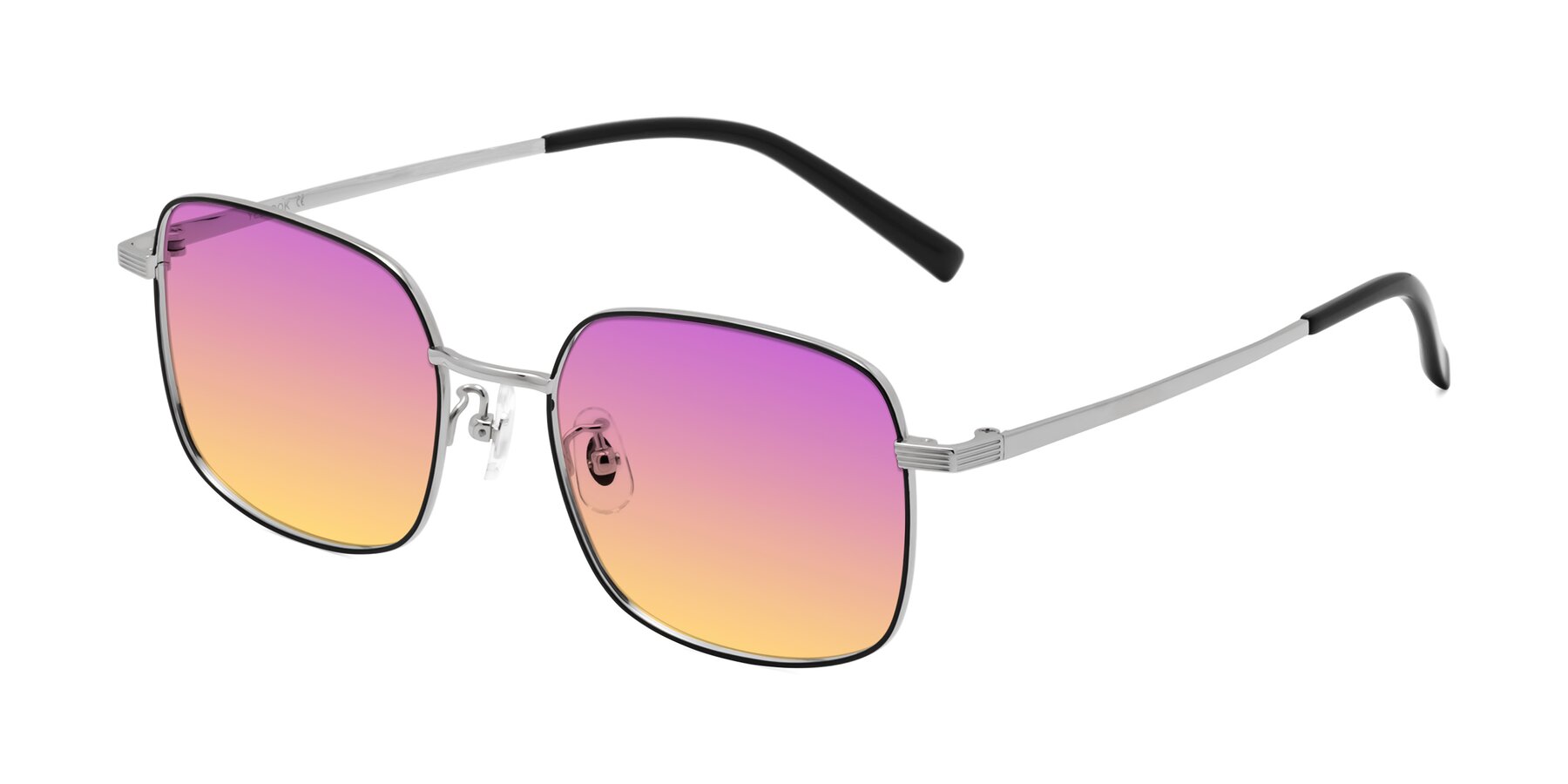 Angle of Newman in Black-Silver with Purple / Yellow Gradient Lenses