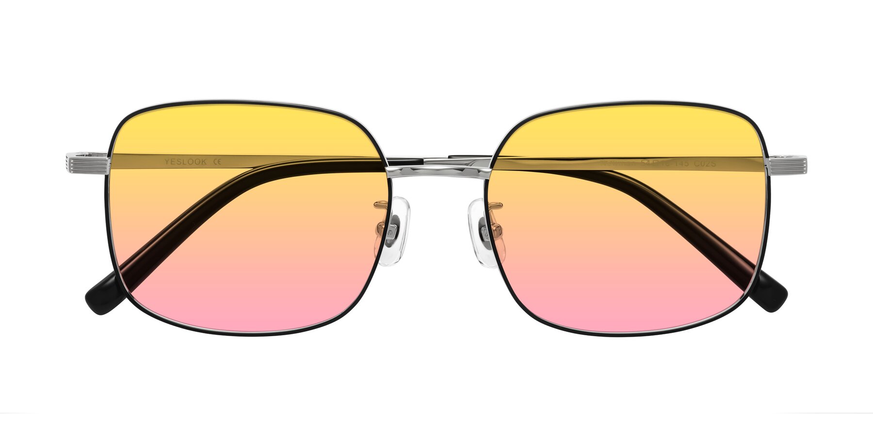 Folded Front of Newman in Black-Silver with Yellow / Pink Gradient Lenses