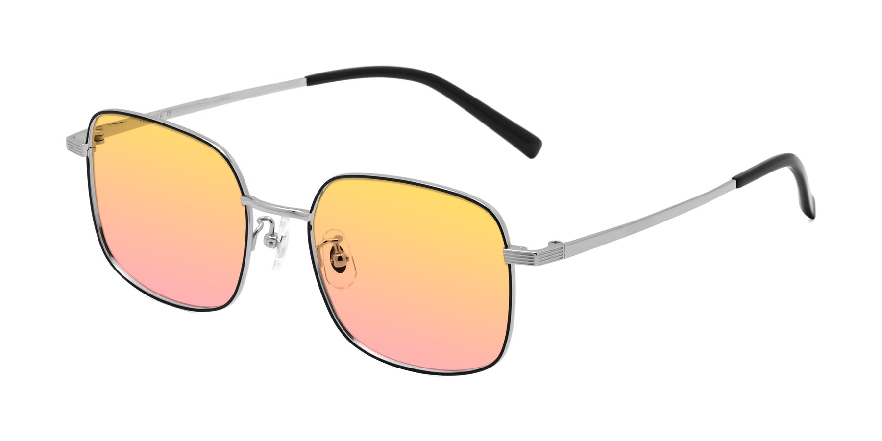 Angle of Newman in Black-Silver with Yellow / Pink Gradient Lenses