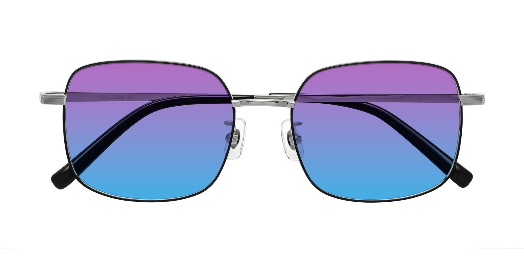 Folded Front of Newman in Black-Silver with Purple / Blue Gradient Lenses