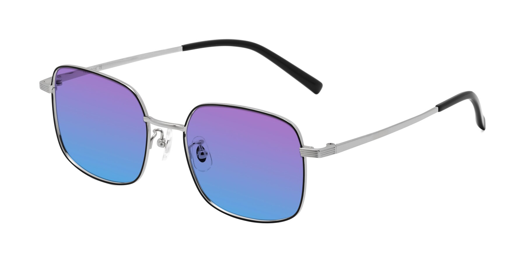 Angle of Newman in Black-Silver with Purple / Blue Gradient Lenses