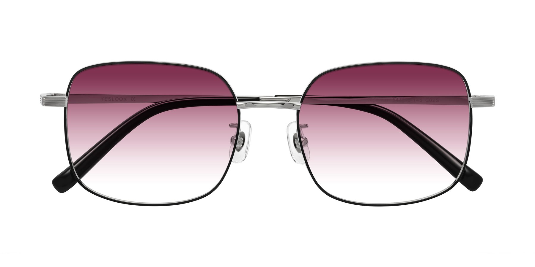 Folded Front of Newman in Black-Silver with Wine Gradient Lenses