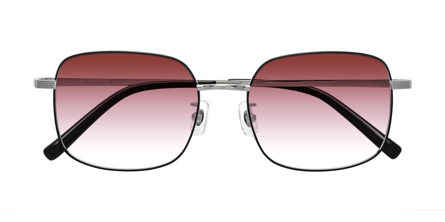 Folded Front of Newman in Black-Silver with Garnet Gradient Lenses