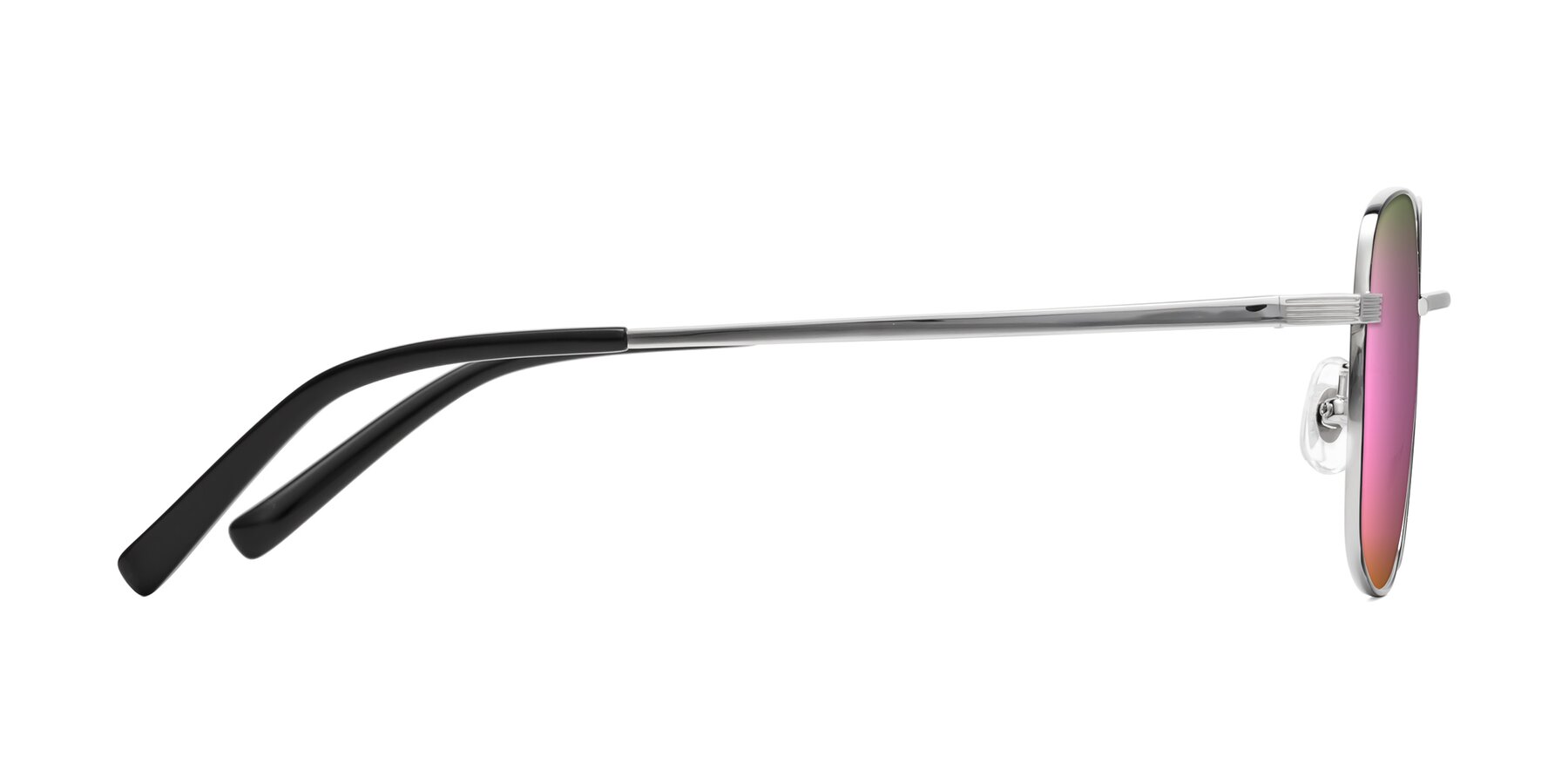 Side of Newman in Black-Silver with Pink Mirrored Lenses