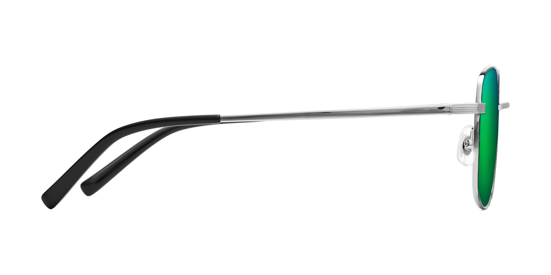 Side of Newman in Black-Silver with Green Mirrored Lenses