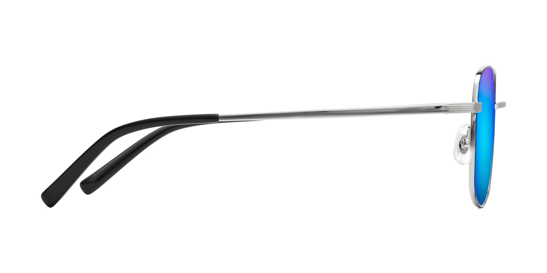 Side of Newman in Black-Silver with Blue Mirrored Lenses