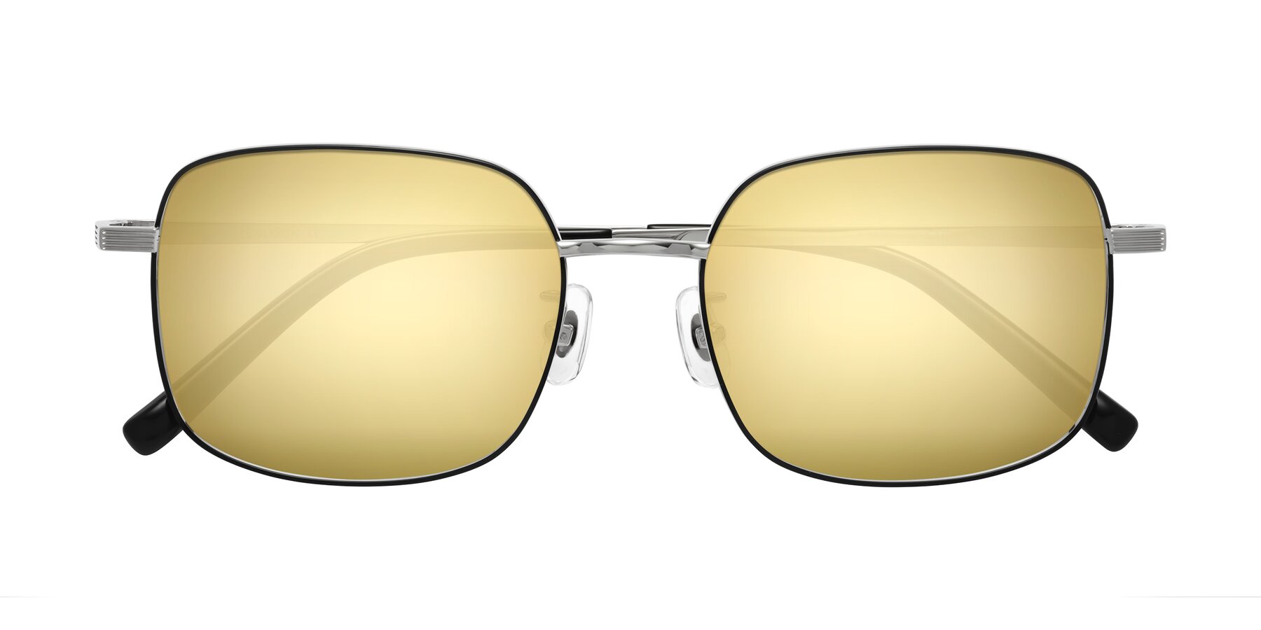 Folded Front of Newman in Black-Silver with Gold Mirrored Lenses
