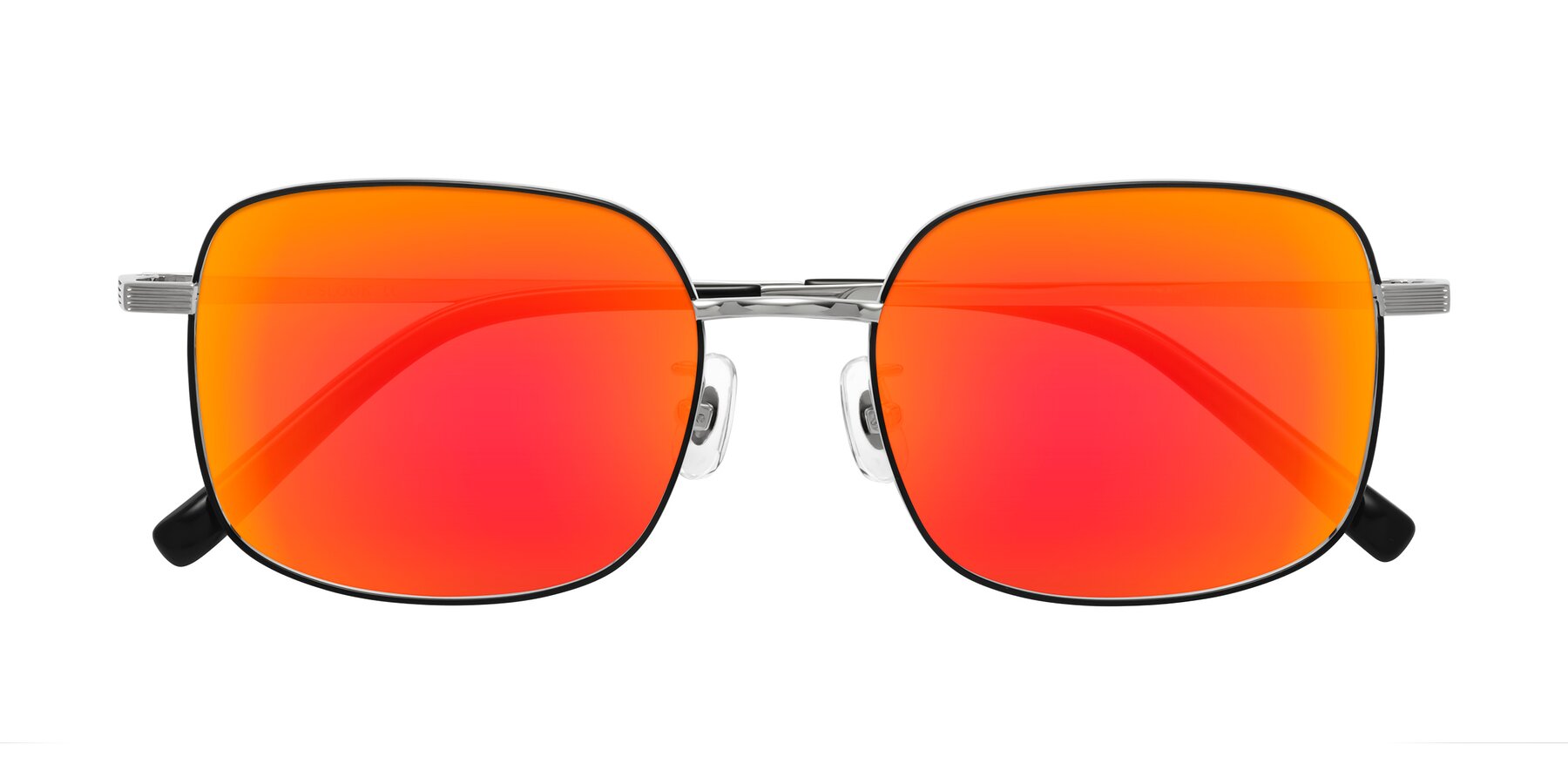 Folded Front of Newman in Black-Silver with Red Gold Mirrored Lenses