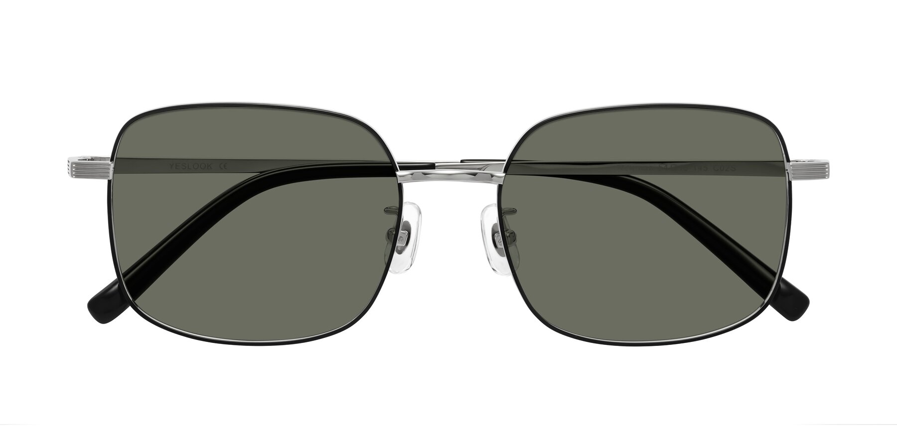 Folded Front of Newman in Black-Silver with Gray Polarized Lenses