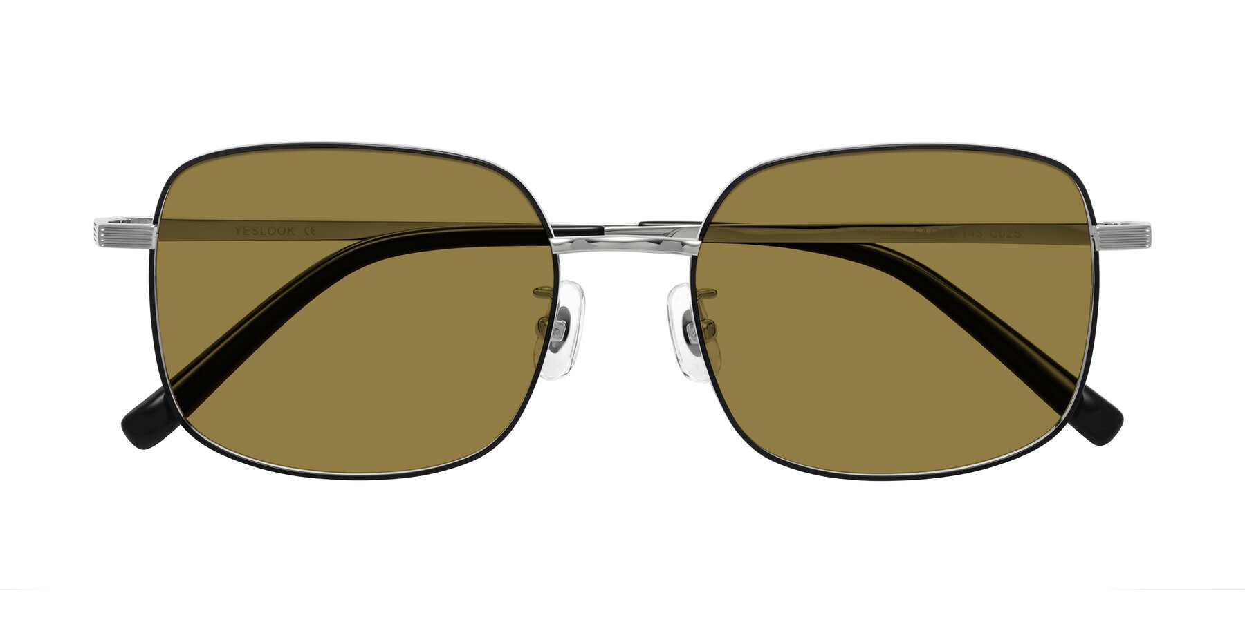 Folded Front of Newman in Black-Silver with Brown Polarized Lenses