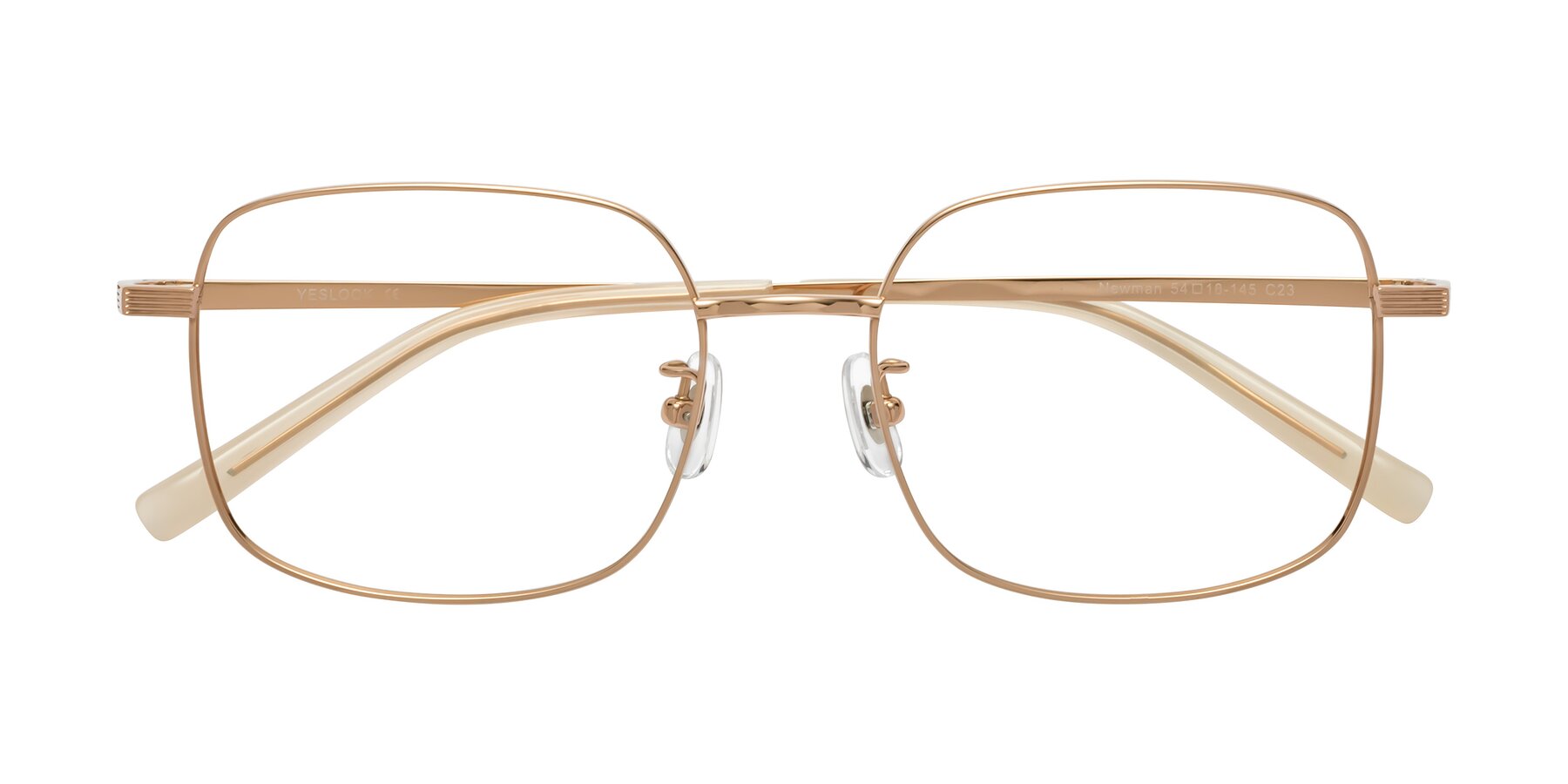 Folded Front of Newman in Rose Gold with Clear Blue Light Blocking Lenses