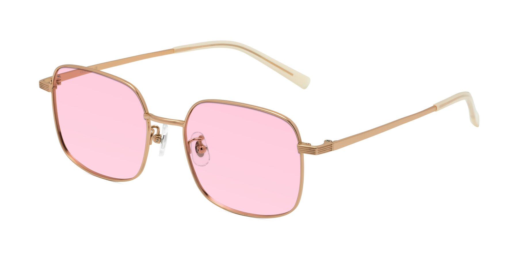 Angle of Newman in Rose Gold with Light Pink Tinted Lenses