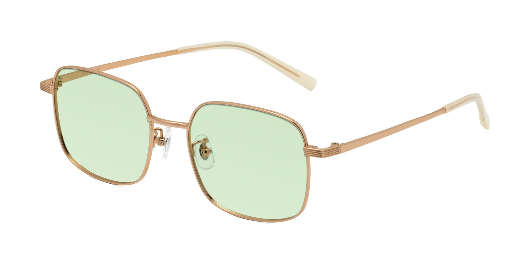 Angle of Newman in Rose Gold with Light Green Tinted Lenses