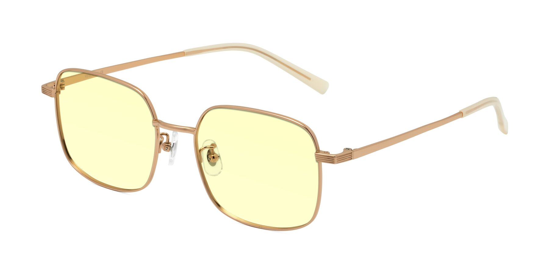 Angle of Newman in Rose Gold with Light Yellow Tinted Lenses