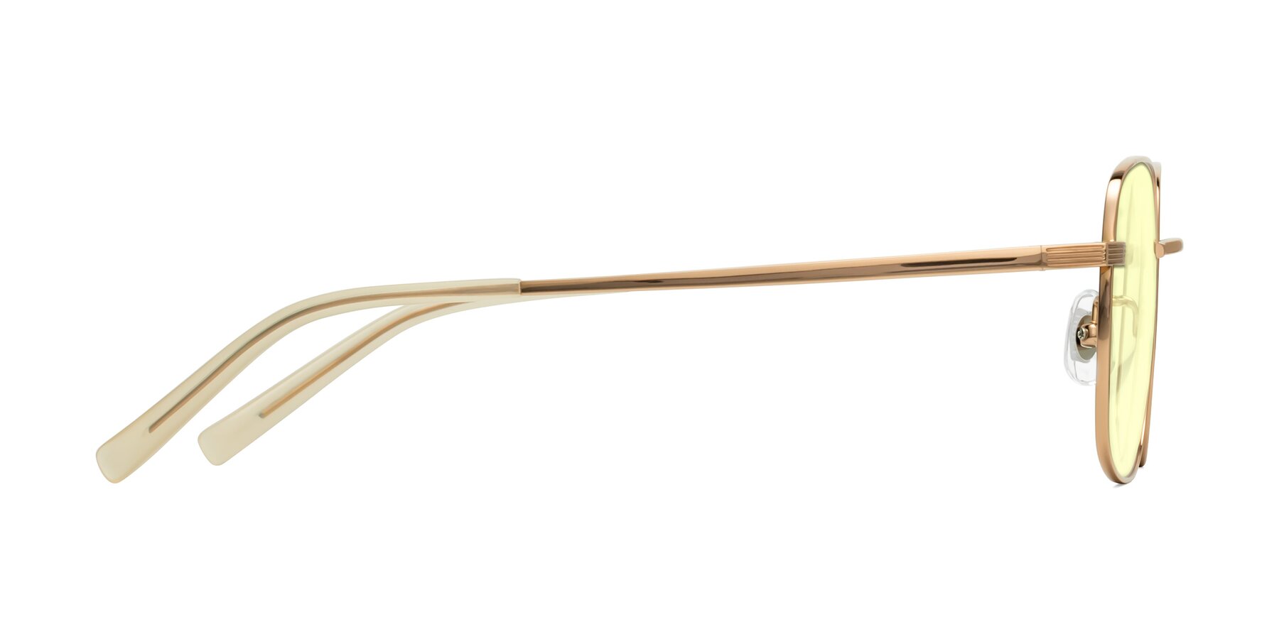 Side of Newman in Rose Gold with Light Yellow Tinted Lenses
