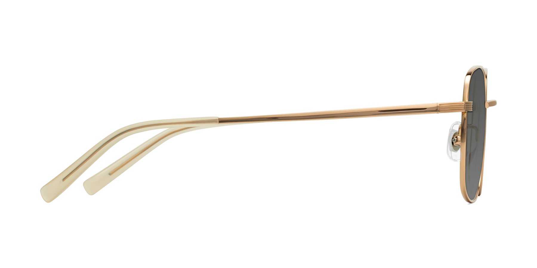 Side of Newman in Rose Gold with Medium Gray Tinted Lenses