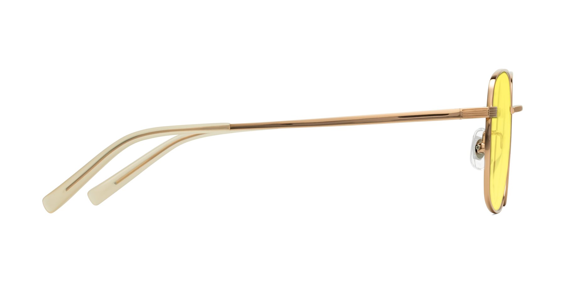 Side of Newman in Rose Gold with Medium Yellow Tinted Lenses