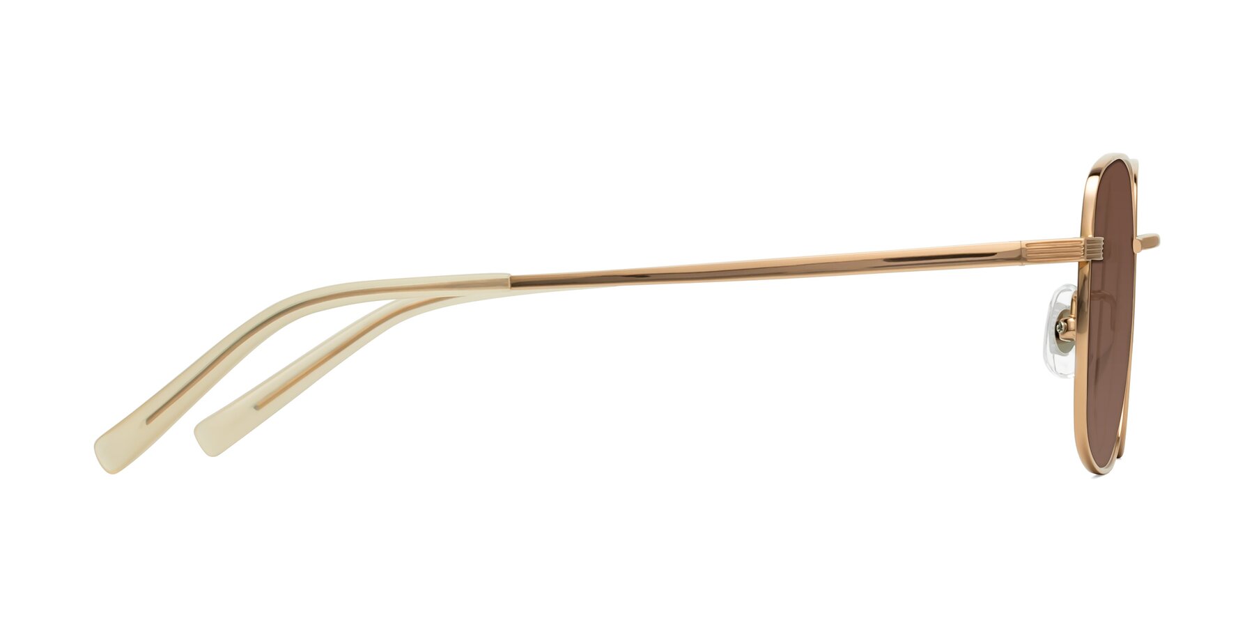 Side of Newman in Rose Gold with Brown Tinted Lenses