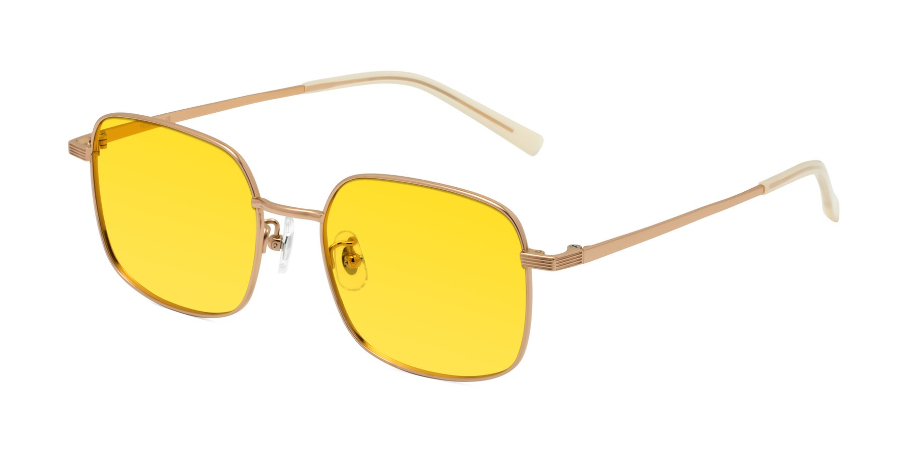 Angle of Newman in Rose Gold with Yellow Tinted Lenses