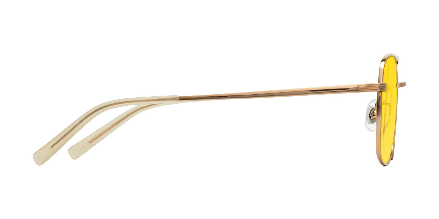 Side of Newman in Rose Gold with Yellow Tinted Lenses