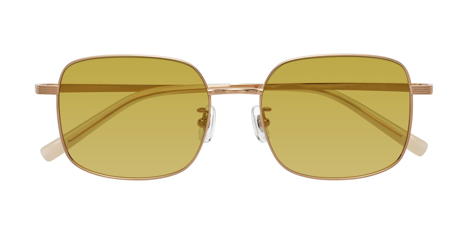 Folded Front of Newman in Rose Gold with Champagne Tinted Lenses