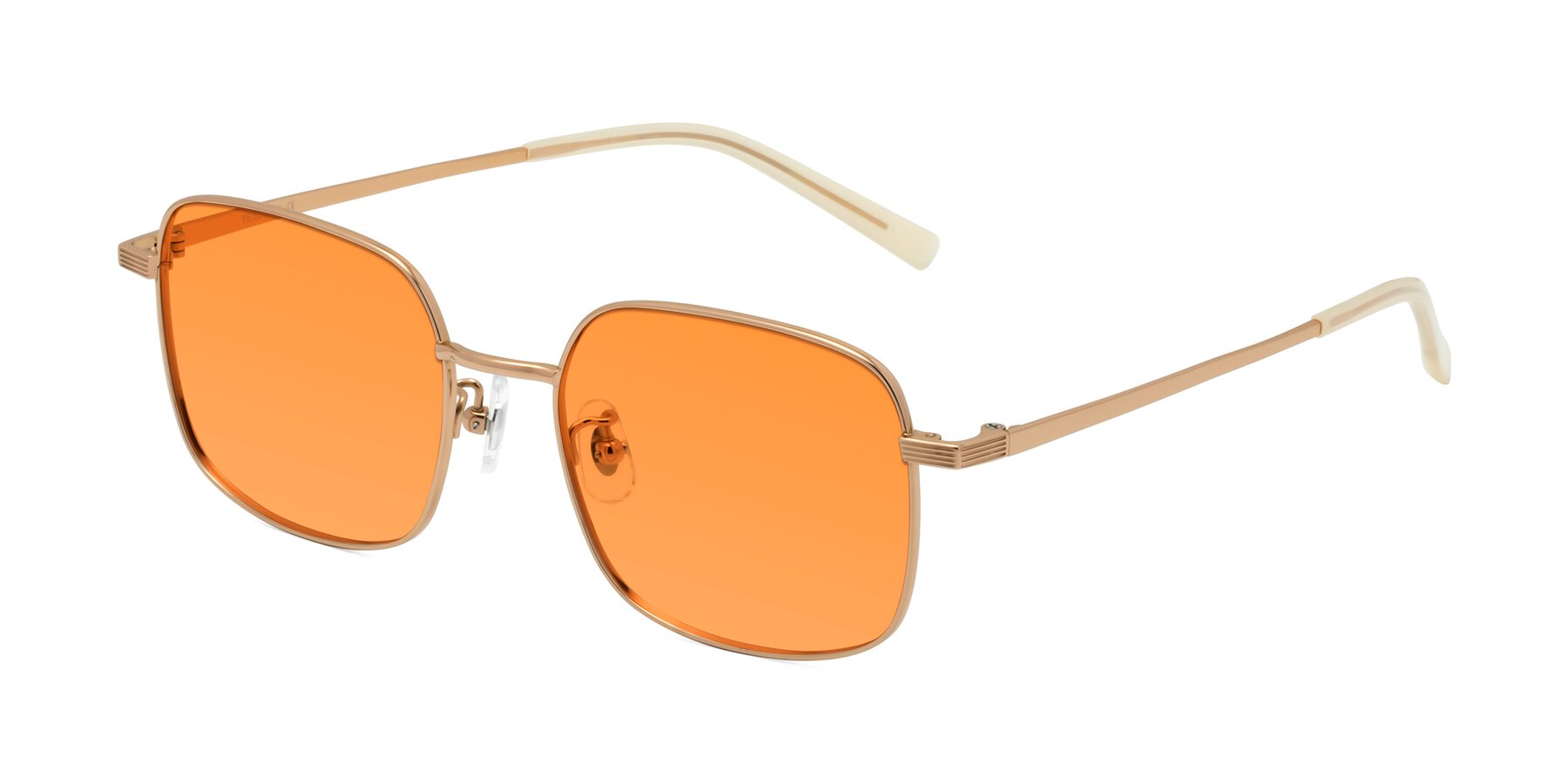 Angle of Newman in Rose Gold with Orange Tinted Lenses