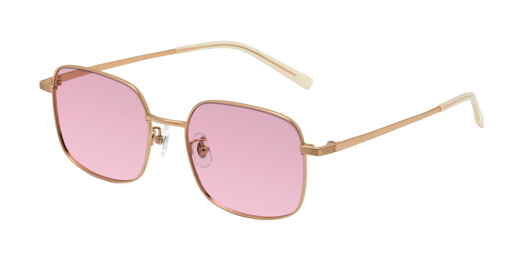 Angle of Newman in Rose Gold with Light Wine Tinted Lenses