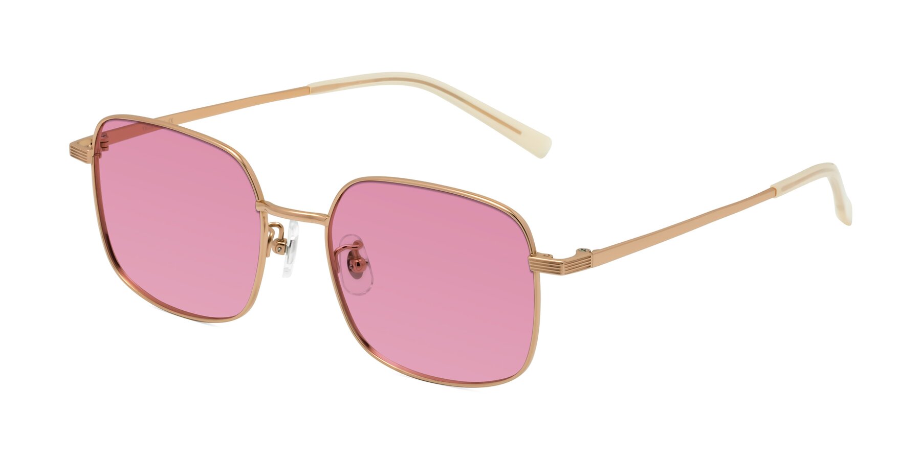 Angle of Newman in Rose Gold with Medium Wine Tinted Lenses
