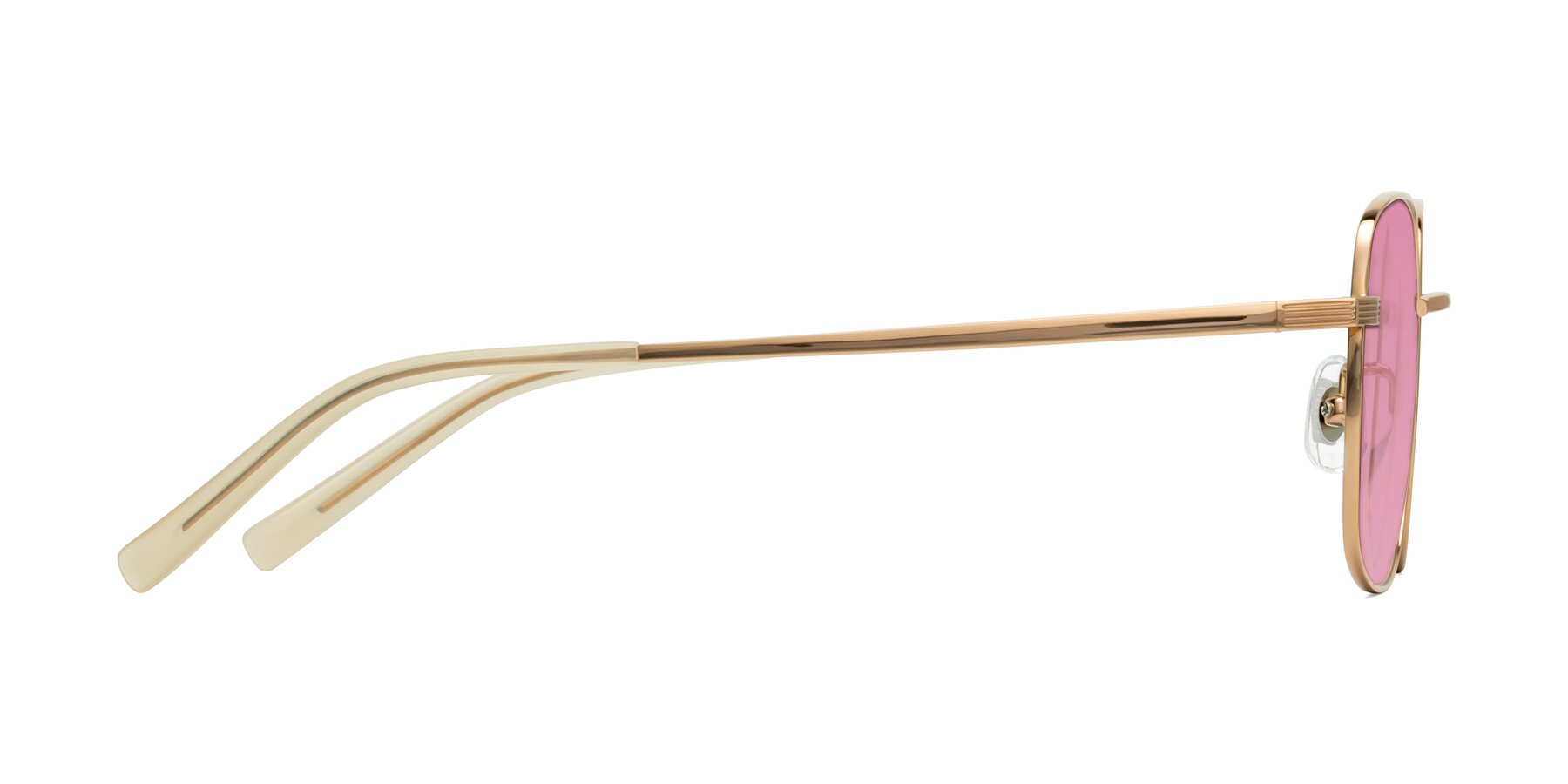 Side of Newman in Rose Gold with Medium Wine Tinted Lenses