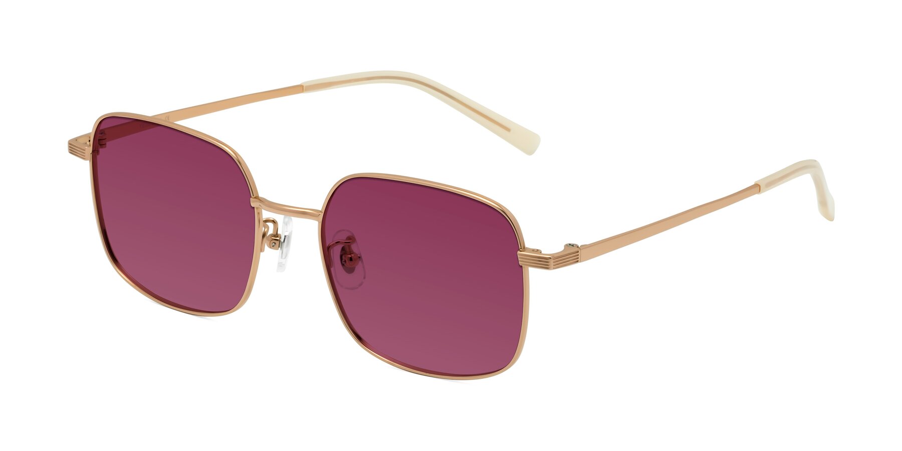 Angle of Newman in Rose Gold with Wine Tinted Lenses