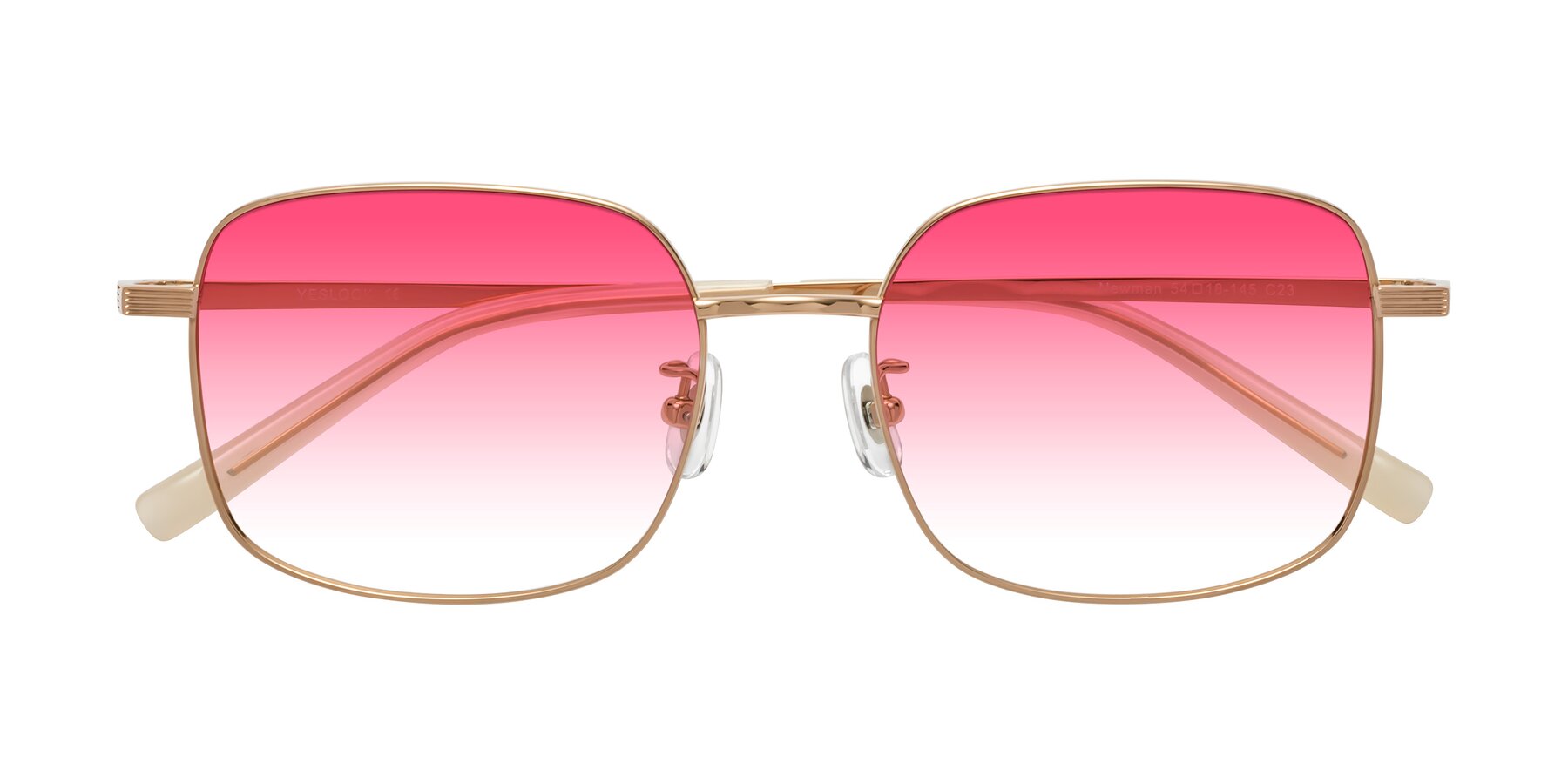 Folded Front of Newman in Rose Gold with Pink Gradient Lenses