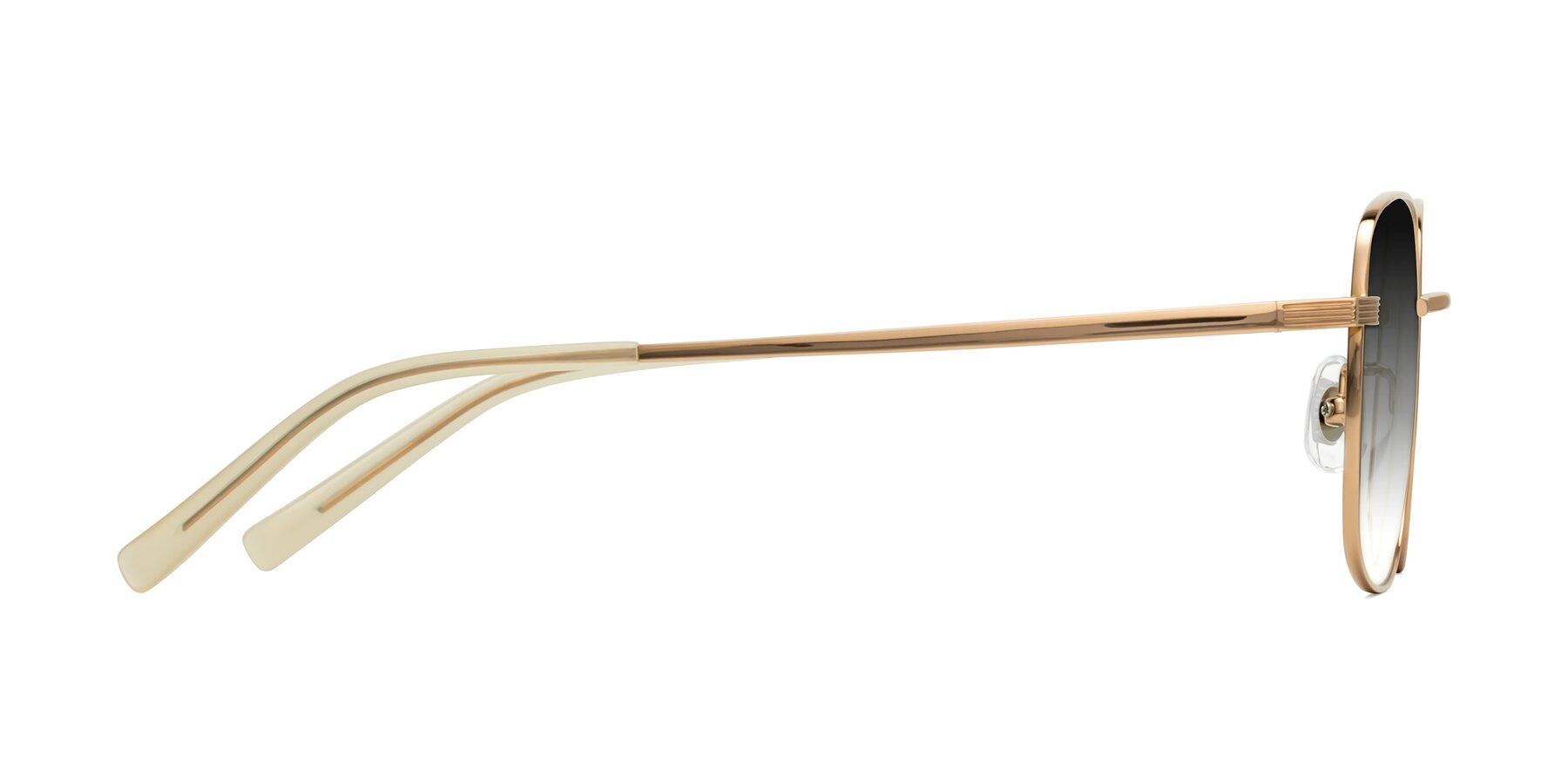 Side of Newman in Rose Gold with Gray Gradient Lenses