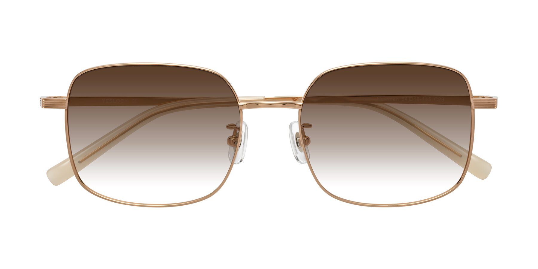 Folded Front of Newman in Rose Gold with Brown Gradient Lenses