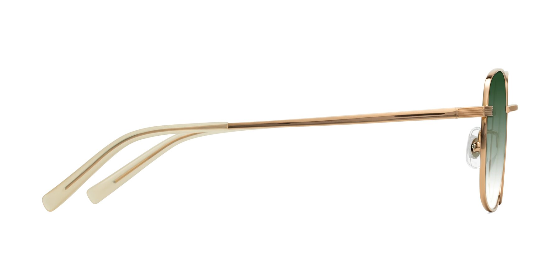 Side of Newman in Rose Gold with Green Gradient Lenses