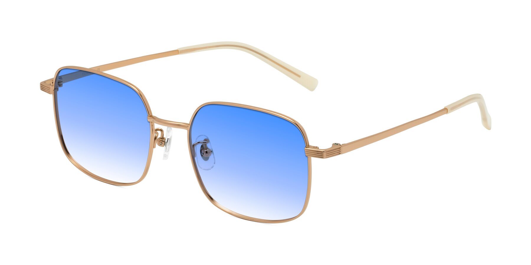 Angle of Newman in Rose Gold with Blue Gradient Lenses