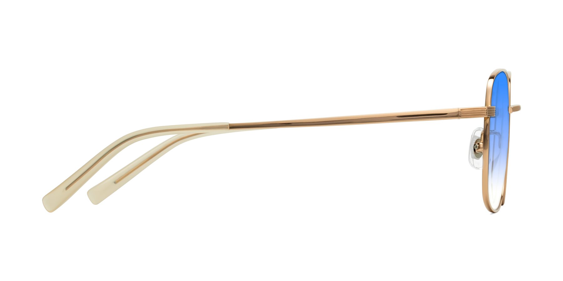 Side of Newman in Rose Gold with Blue Gradient Lenses