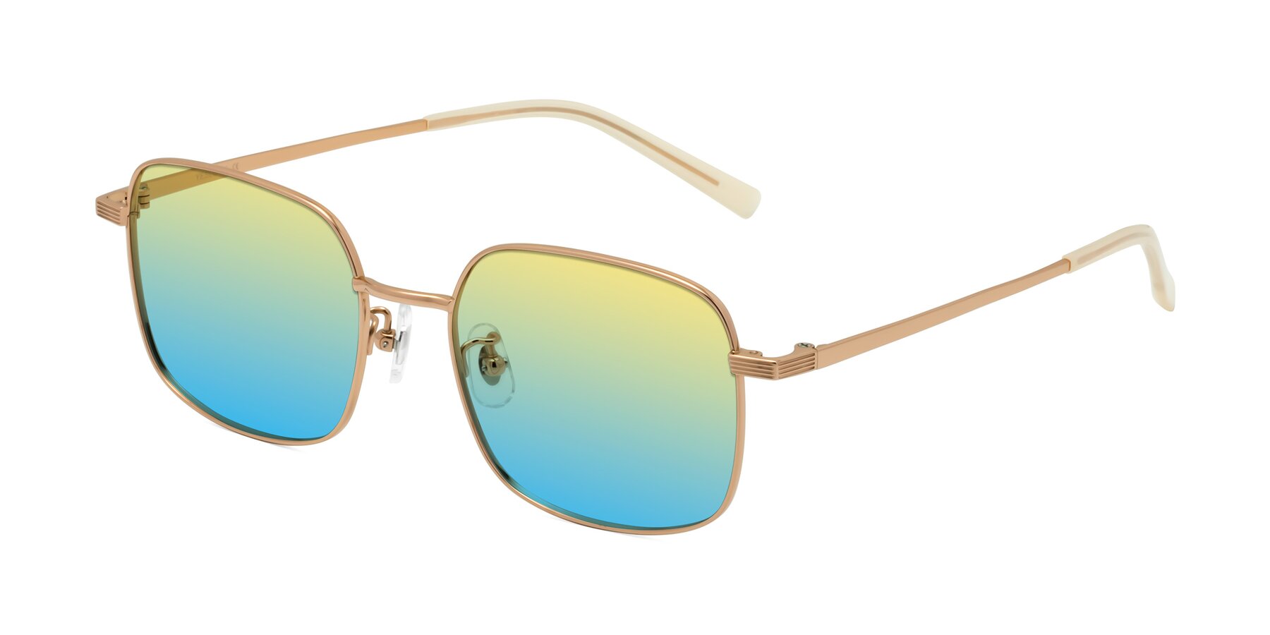 Angle of Newman in Rose Gold with Yellow / Blue Gradient Lenses