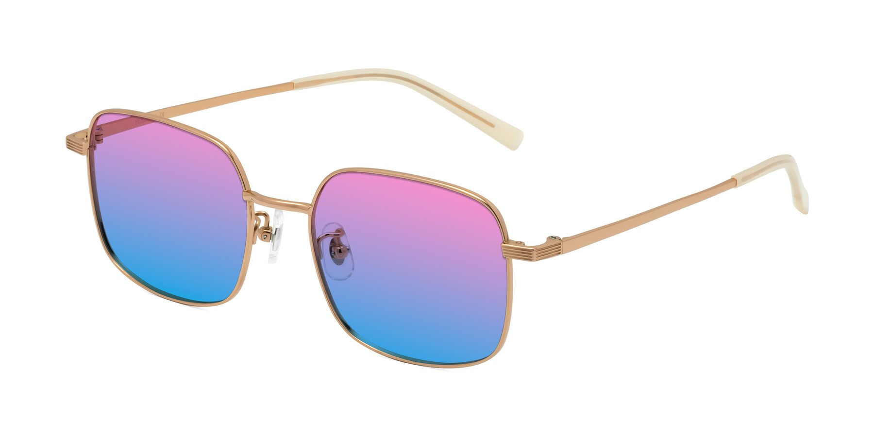 Angle of Newman in Rose Gold with Pink / Blue Gradient Lenses